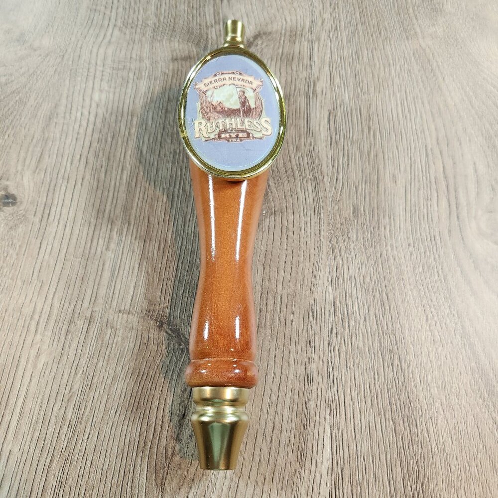 Sierra Nevada Ruthless Rye IPA Tumbler Brown Ale 2-Sided Wood Beer Tap Handle